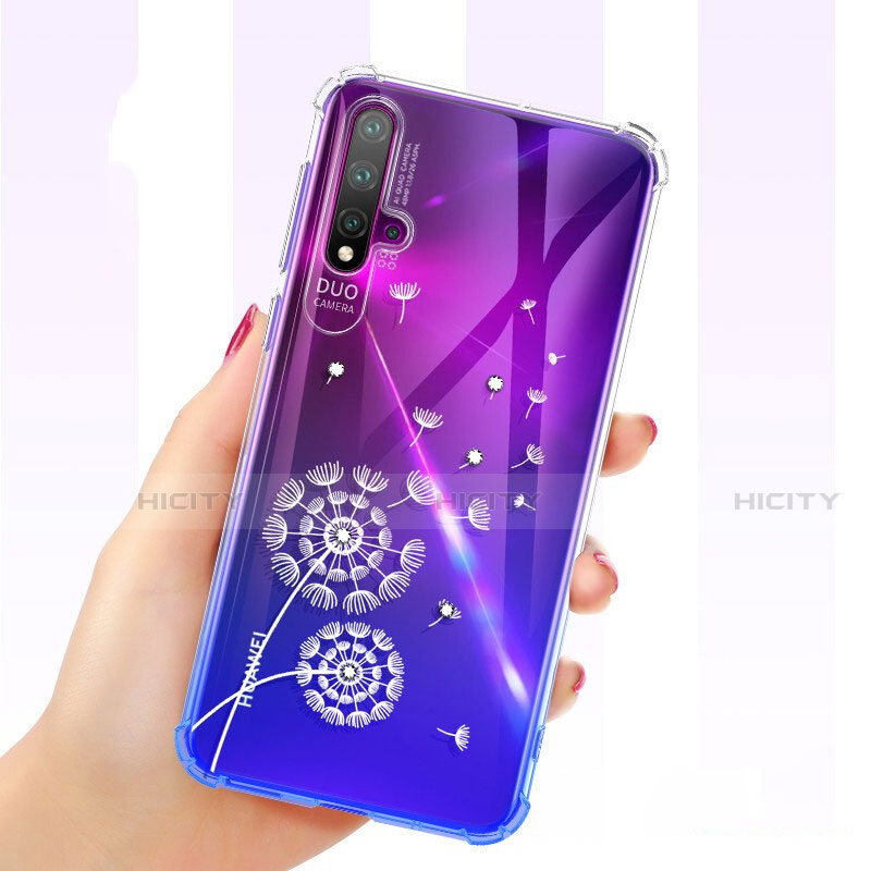 Custodia Silicone Trasparente Ultra Sottile Cover Fiori per Huawei Nova 5 Pro