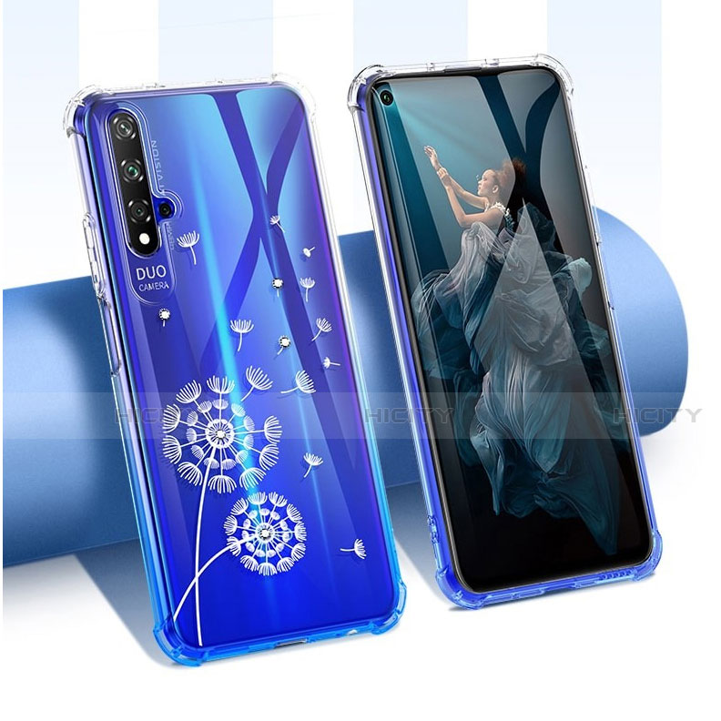 Custodia Silicone Trasparente Ultra Sottile Cover Fiori per Huawei Nova 5T Multicolore