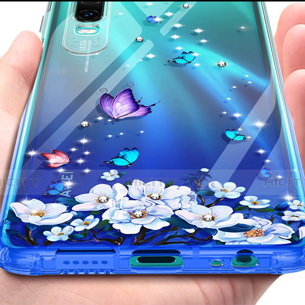 Custodia Silicone Trasparente Ultra Sottile Cover Fiori per Huawei P30