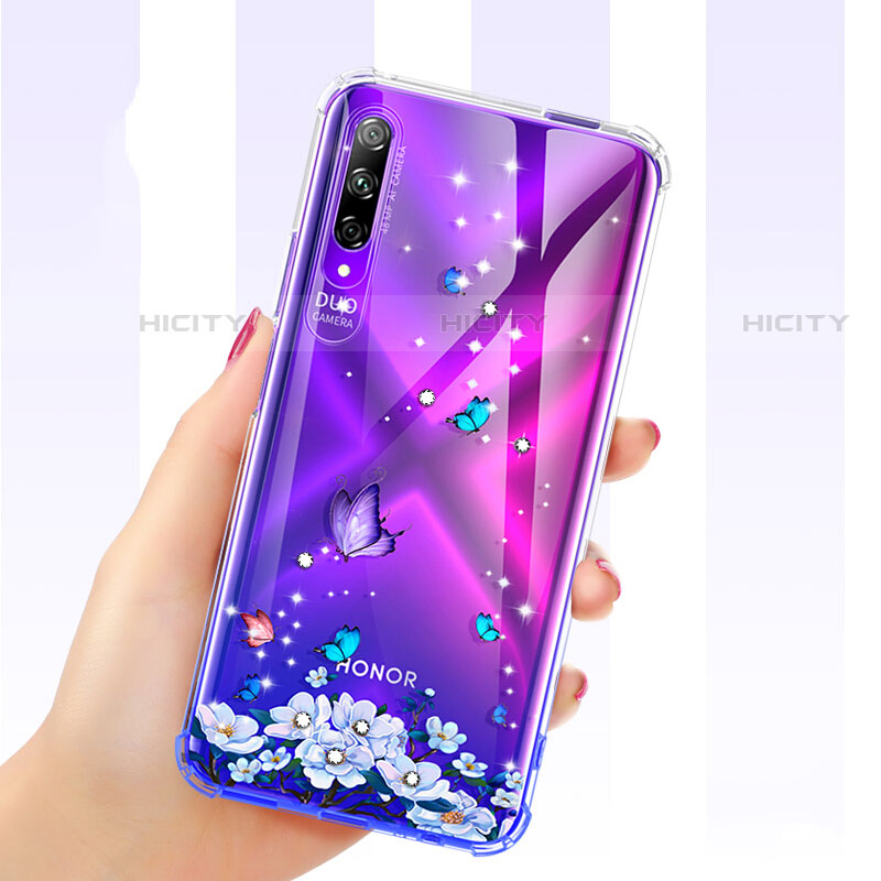 Custodia Silicone Trasparente Ultra Sottile Cover Fiori per Huawei Y9s