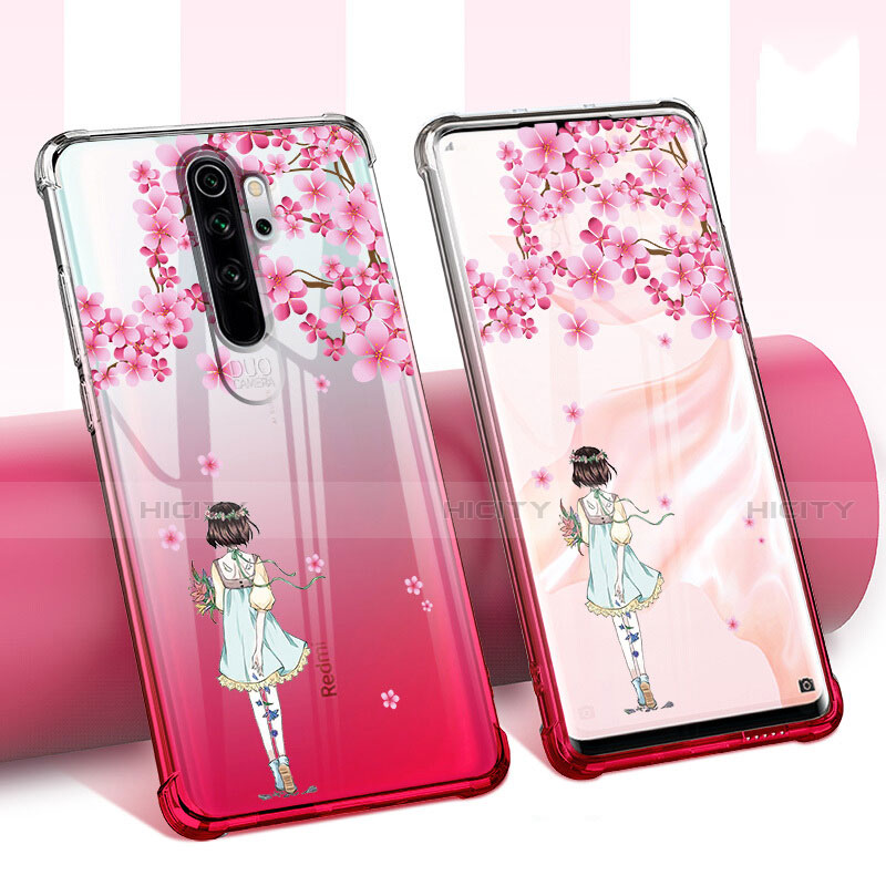 Custodia Silicone Trasparente Ultra Sottile Cover Fiori per Xiaomi Redmi Note 8 Pro