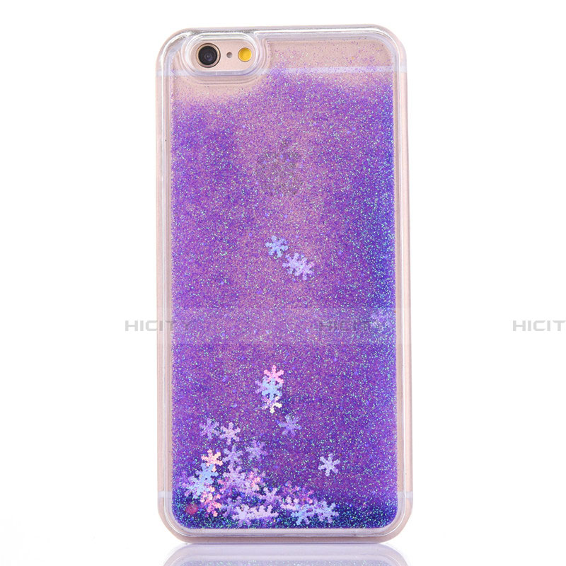 Custodia Silicone Trasparente Ultra Sottile Cover Fiori T01 per Apple iPhone 6S Plus Viola