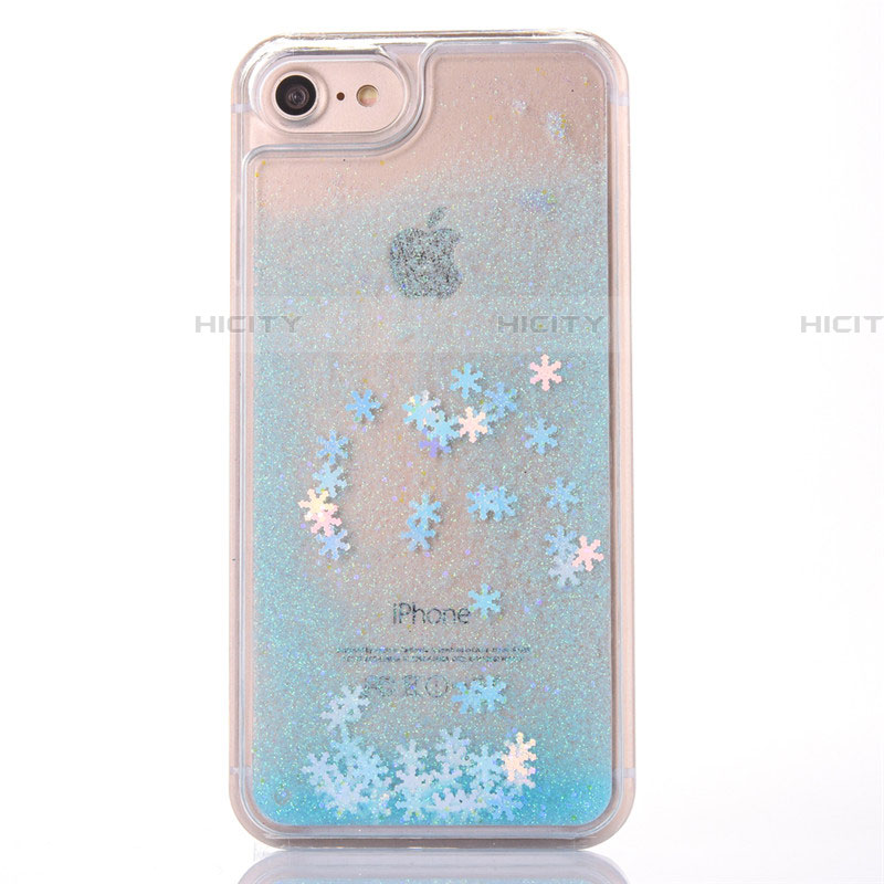 Custodia Silicone Trasparente Ultra Sottile Cover Fiori T01 per Apple iPhone 8 Cielo Blu