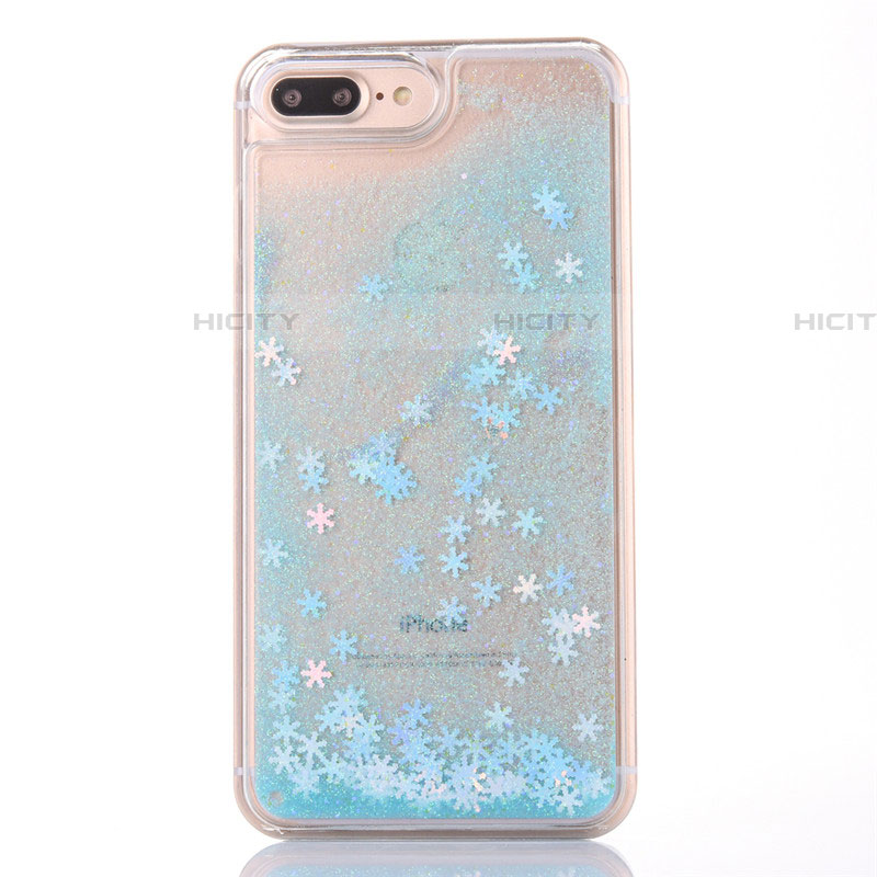 Custodia Silicone Trasparente Ultra Sottile Cover Fiori T01 per Apple iPhone 8 Plus Cielo Blu