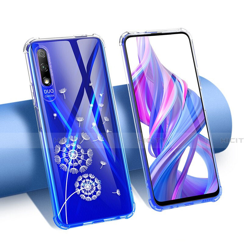 Custodia Silicone Trasparente Ultra Sottile Cover Fiori T01 per Huawei Honor 9X