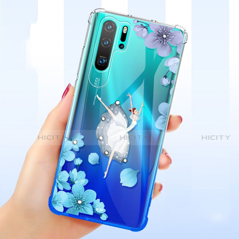 Custodia Silicone Trasparente Ultra Sottile Cover Fiori T01 per Huawei P30 Pro