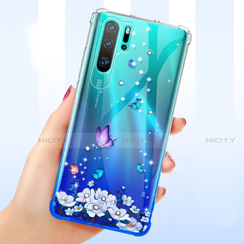 Custodia Silicone Trasparente Ultra Sottile Cover Fiori T01 per Huawei P30 Pro