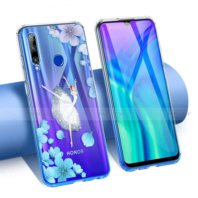 Custodia Silicone Trasparente Ultra Sottile Cover Fiori T02 per Huawei Honor 20 Lite Bianco