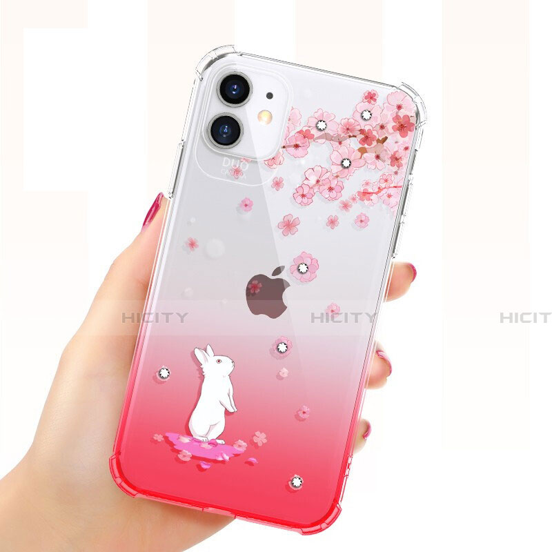 Custodia Silicone Trasparente Ultra Sottile Cover Fiori T03 per Apple iPhone 11