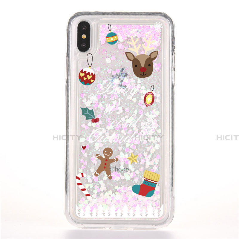 Custodia Silicone Trasparente Ultra Sottile Cover Fiori T08 per Apple iPhone Xs Max