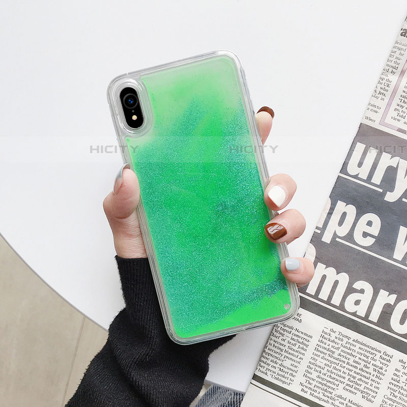 Custodia Silicone Trasparente Ultra Sottile Cover Fiori T12 per Apple iPhone XR Verde