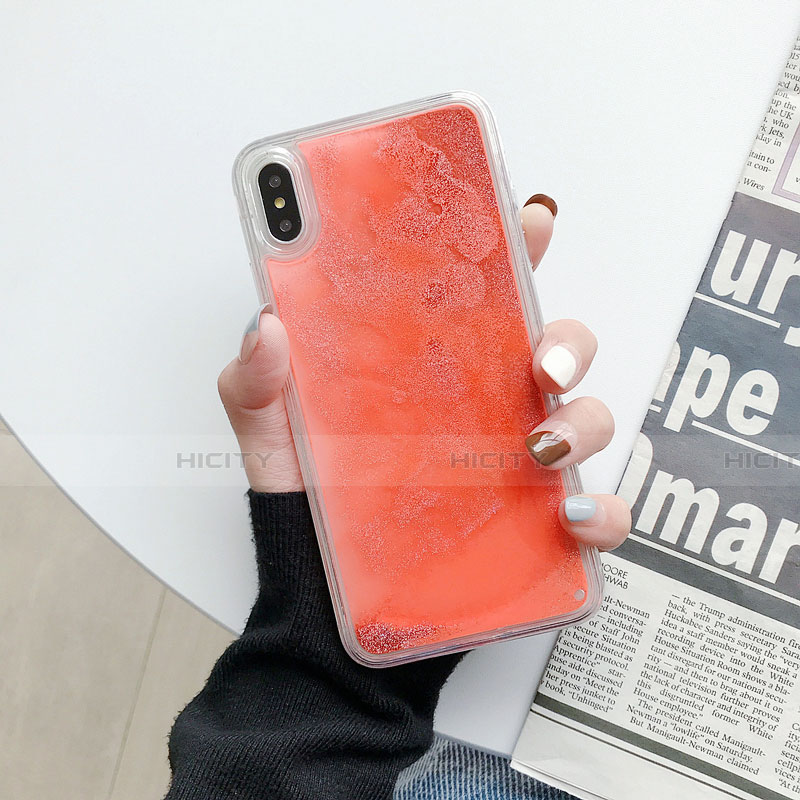 Custodia Silicone Trasparente Ultra Sottile Cover Fiori Z03 per Apple iPhone Xs Max Arancione