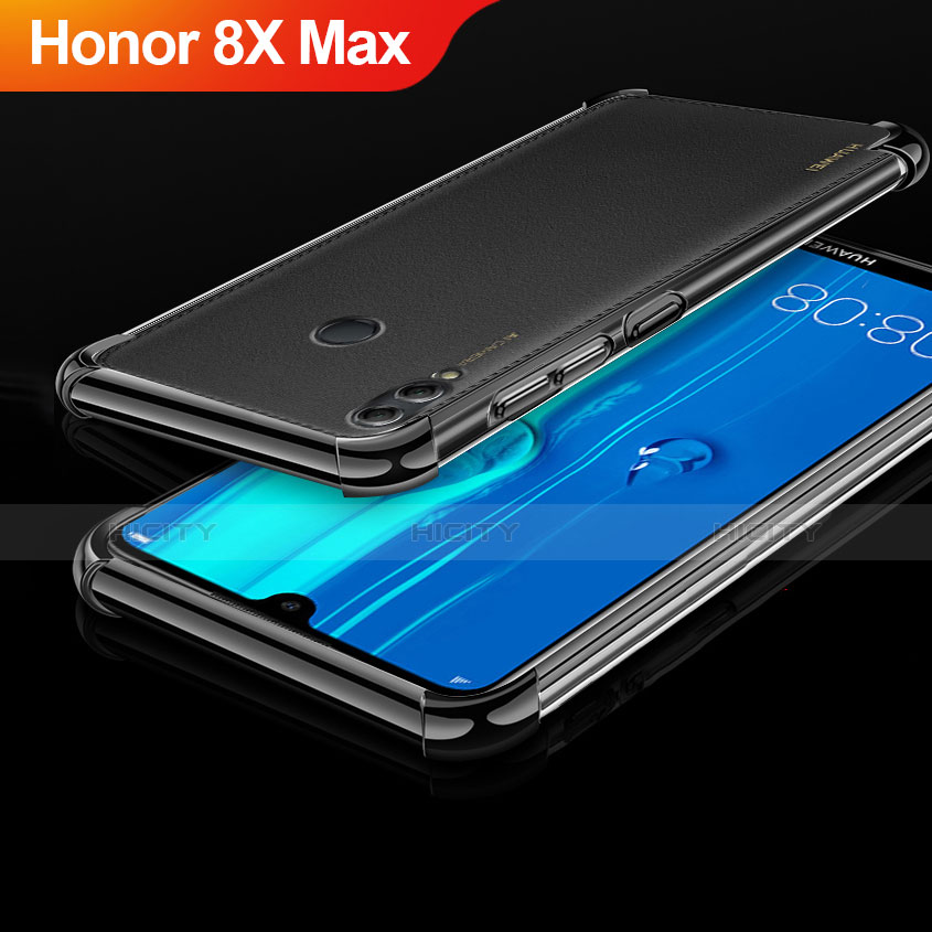 Custodia Silicone Trasparente Ultra Sottile Cover Morbida A04 per Huawei Honor 8X Max Nero