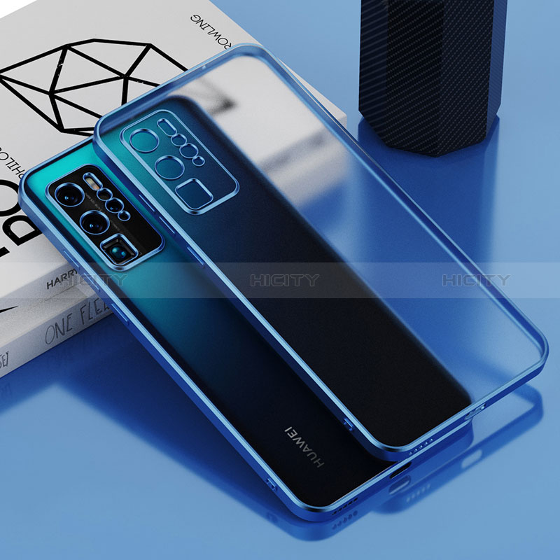 Custodia Silicone Trasparente Ultra Sottile Cover Morbida AN1 per Huawei P40 Pro Blu