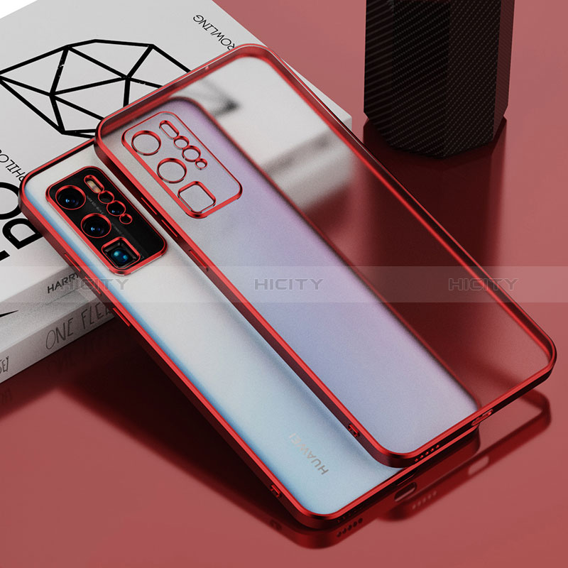 Custodia Silicone Trasparente Ultra Sottile Cover Morbida AN1 per Huawei P40 Pro Rosso