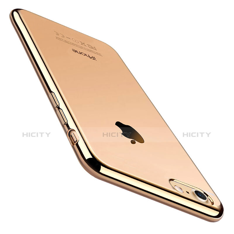 Custodia Silicone Trasparente Ultra Sottile Cover Morbida C01 per Apple iPhone 7 Oro