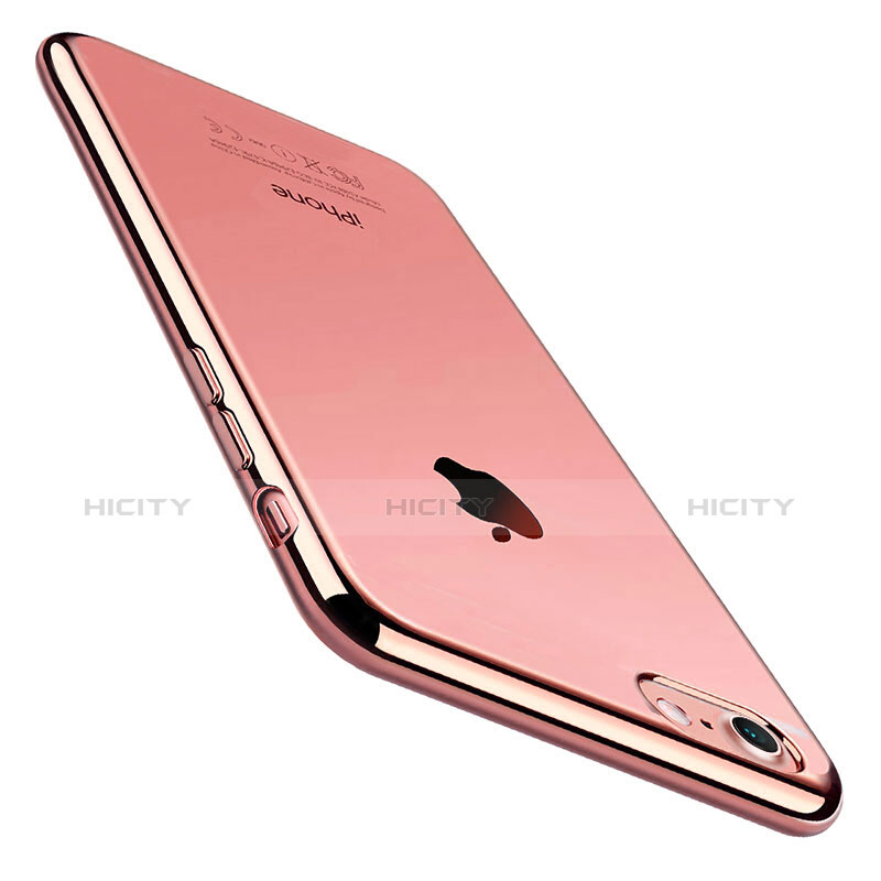 Custodia Silicone Trasparente Ultra Sottile Cover Morbida C01 per Apple iPhone 8 Oro Rosa