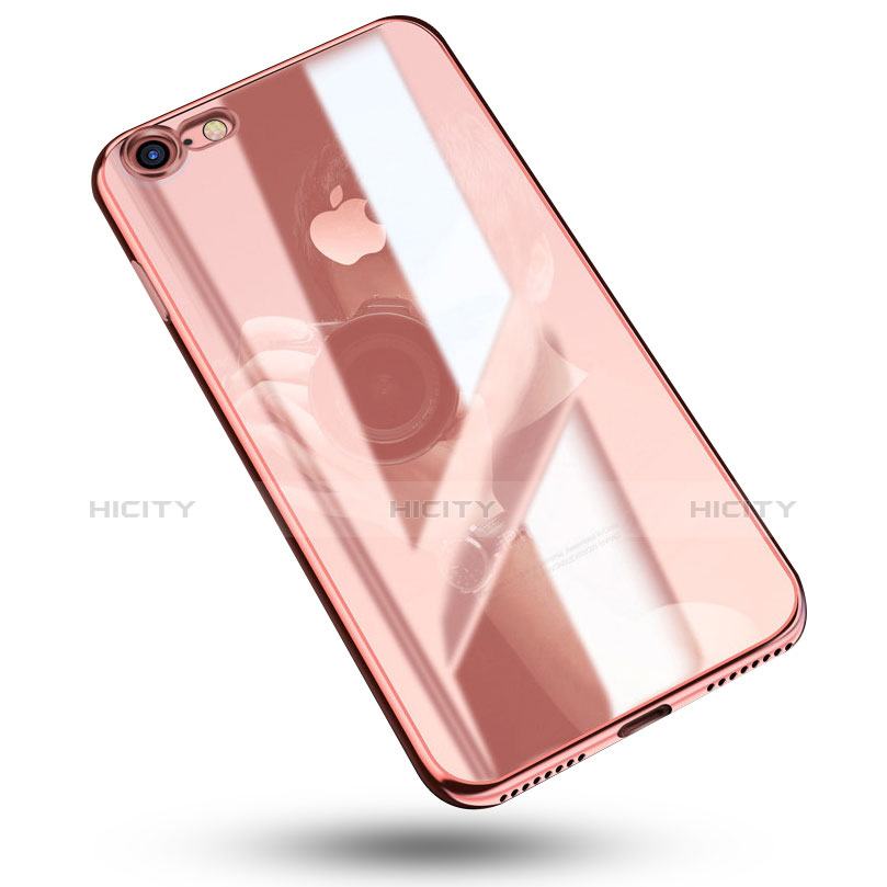 Custodia Silicone Trasparente Ultra Sottile Cover Morbida C02 per Apple iPhone 7 Oro Rosa