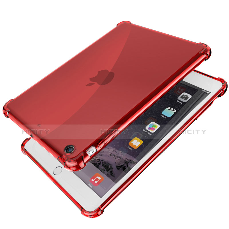 Custodia Silicone Trasparente Ultra Sottile Cover Morbida H01 per Apple iPad Mini 2 Rosso