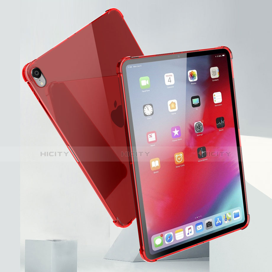 Custodia Silicone Trasparente Ultra Sottile Cover Morbida H01 per Apple iPad Pro 11 (2018) Rosso