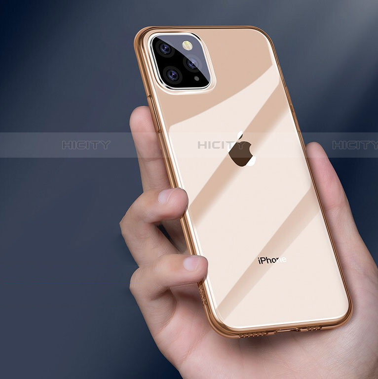 Custodia Silicone Trasparente Ultra Sottile Cover Morbida H01 per Apple iPhone 11 Pro Max Oro