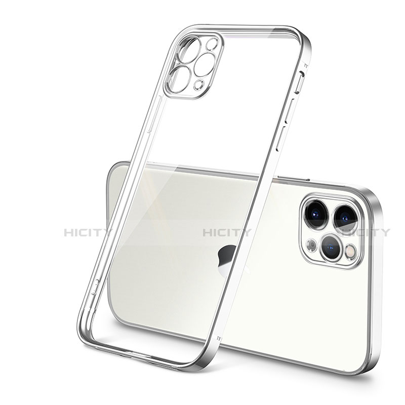 Custodia Silicone Trasparente Ultra Sottile Cover Morbida H01 per Apple iPhone 12 Pro Argento