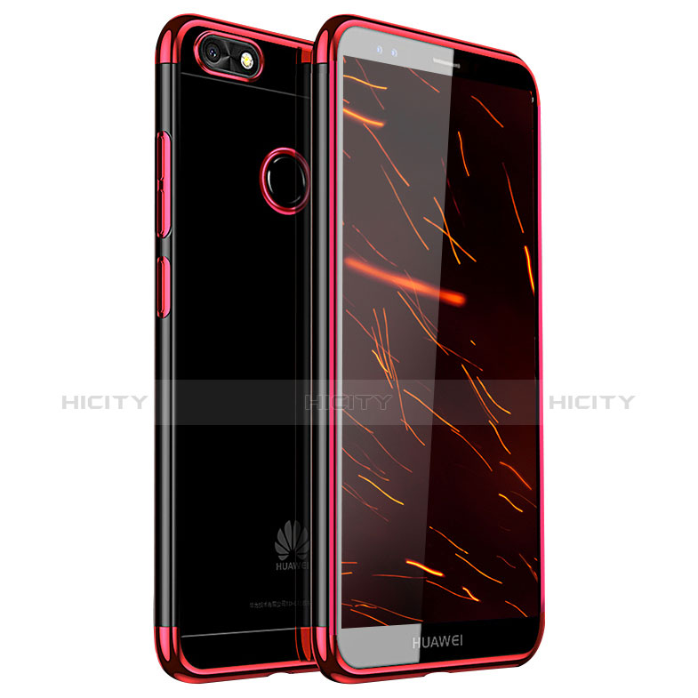 Custodia Silicone Trasparente Ultra Sottile Cover Morbida H01 per Huawei Enjoy 7 Rosso