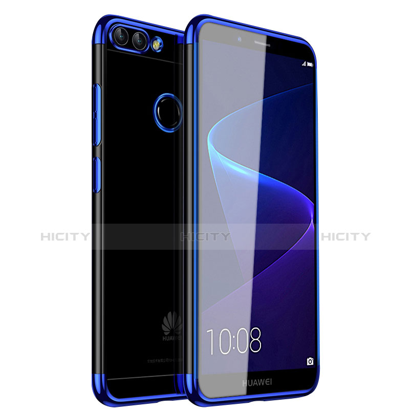 Custodia Silicone Trasparente Ultra Sottile Cover Morbida H01 per Huawei Enjoy 7S Blu