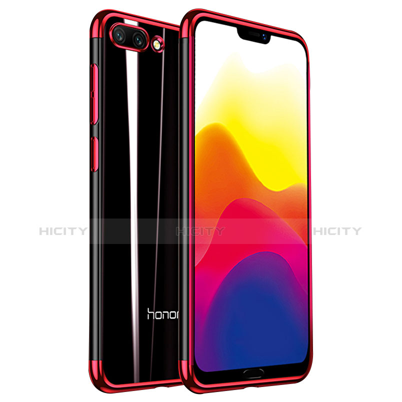 Custodia Silicone Trasparente Ultra Sottile Cover Morbida H01 per Huawei Honor 10 Rosso