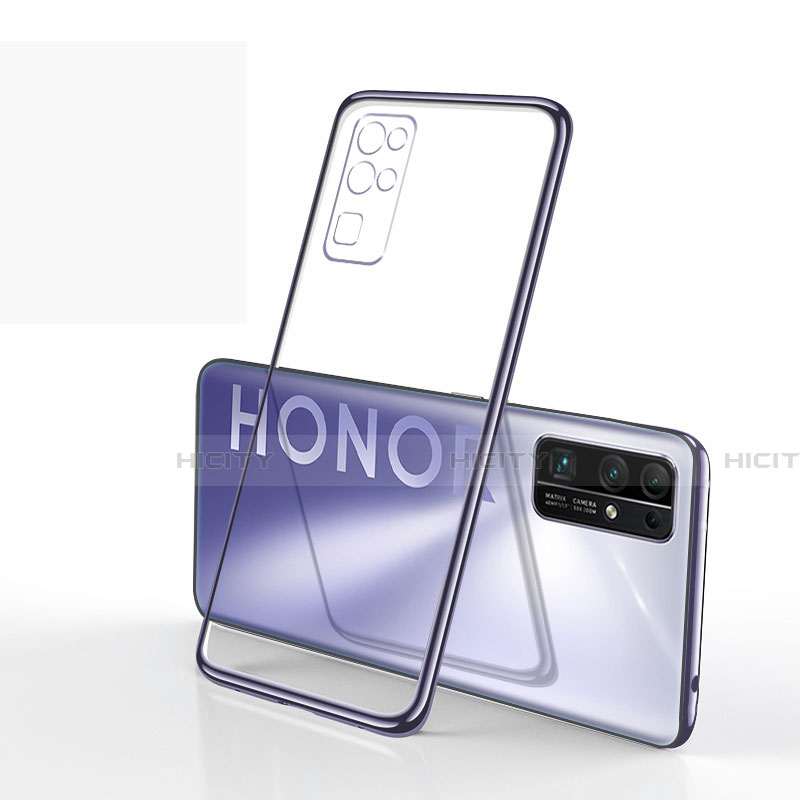 Custodia Silicone Trasparente Ultra Sottile Cover Morbida H01 per Huawei Honor 30 Argento