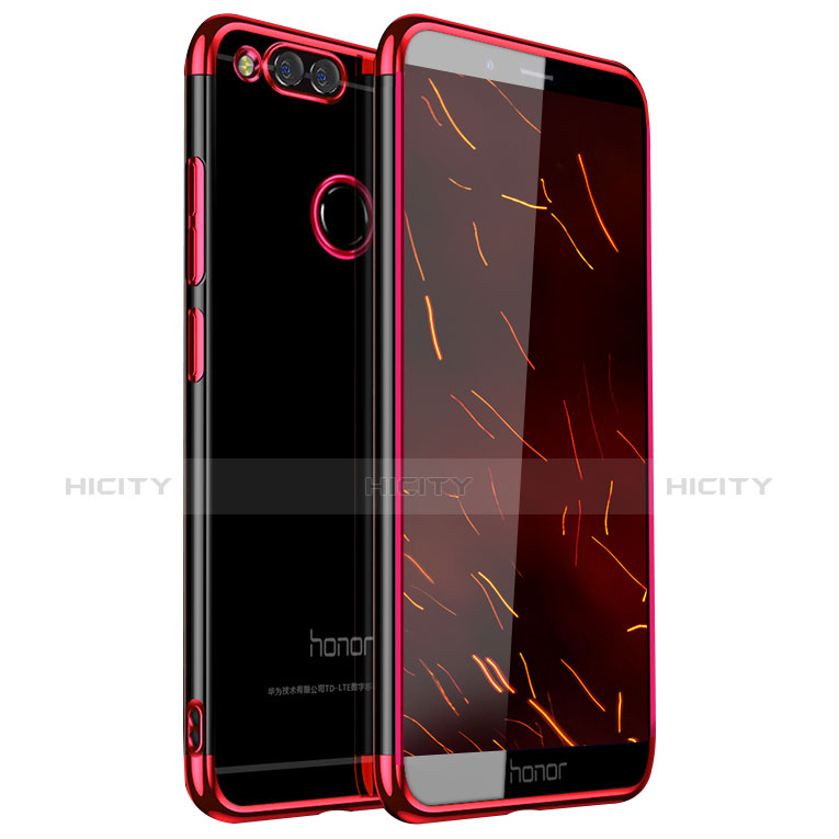 Custodia Silicone Trasparente Ultra Sottile Cover Morbida H01 per Huawei Honor 7X Rosso