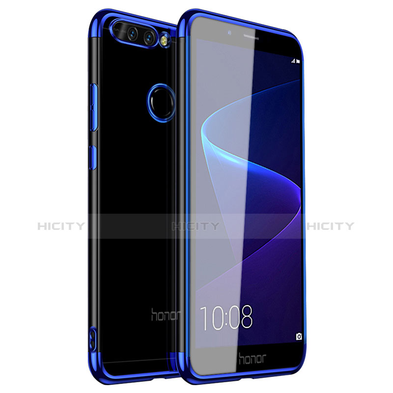 Custodia Silicone Trasparente Ultra Sottile Cover Morbida H01 per Huawei Honor 8 Pro Blu