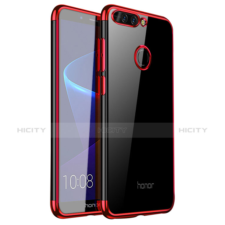 Custodia Silicone Trasparente Ultra Sottile Cover Morbida H01 per Huawei Honor 8 Pro Rosso