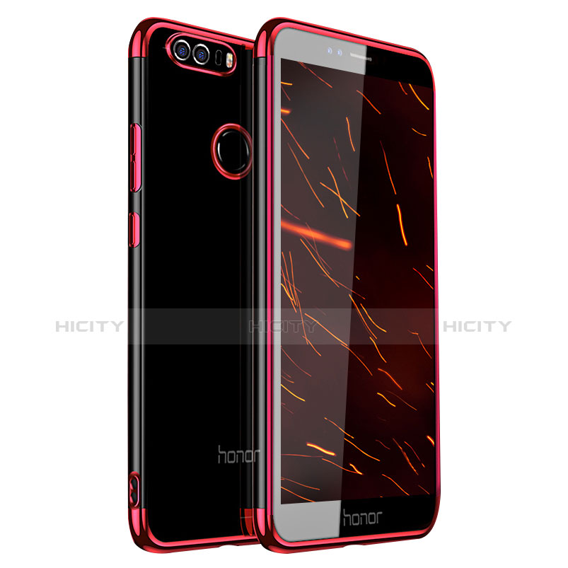 Custodia Silicone Trasparente Ultra Sottile Cover Morbida H01 per Huawei Honor 8 Rosso