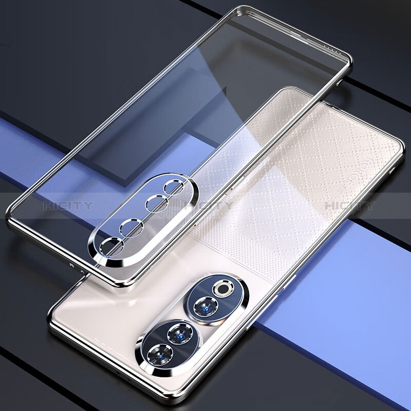 Custodia Silicone Trasparente Ultra Sottile Cover Morbida H01 per Huawei Honor 90 5G Argento