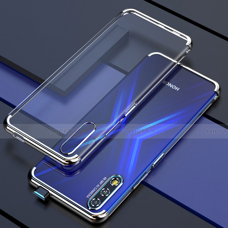 Custodia Silicone Trasparente Ultra Sottile Cover Morbida H01 per Huawei Honor 9X Argento
