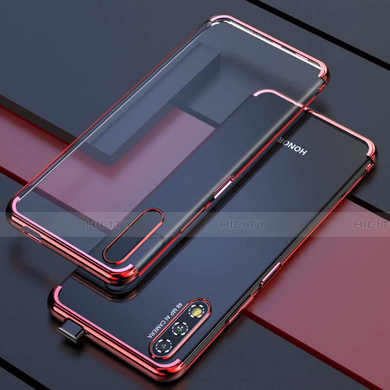 Custodia Silicone Trasparente Ultra Sottile Cover Morbida H01 per Huawei Honor 9X Rosso