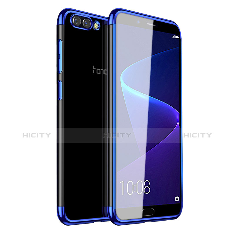 Custodia Silicone Trasparente Ultra Sottile Cover Morbida H01 per Huawei Honor V10 Blu