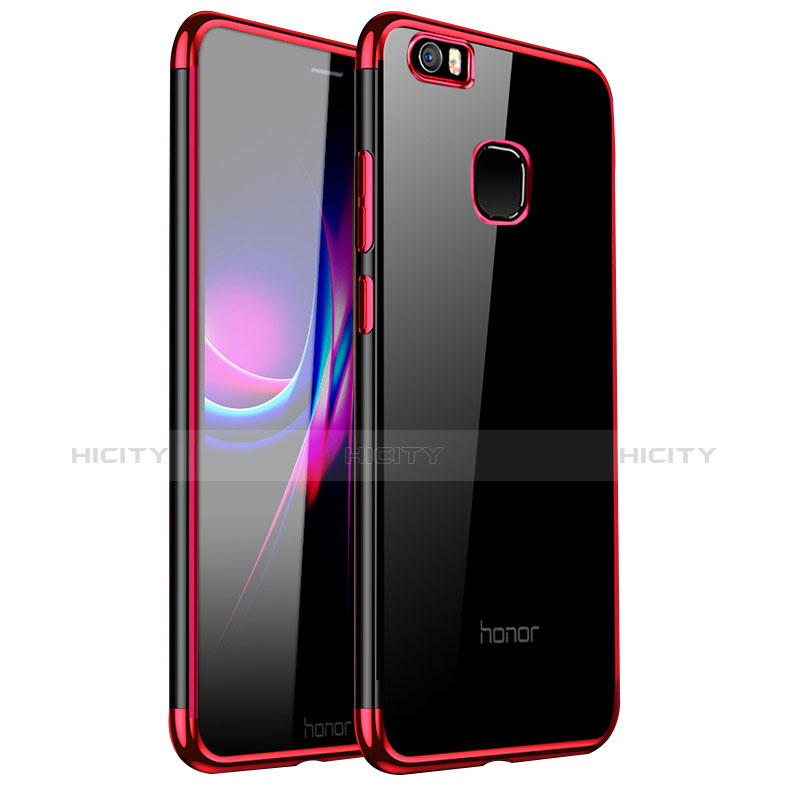Custodia Silicone Trasparente Ultra Sottile Cover Morbida H01 per Huawei Honor V8 Max Rosso