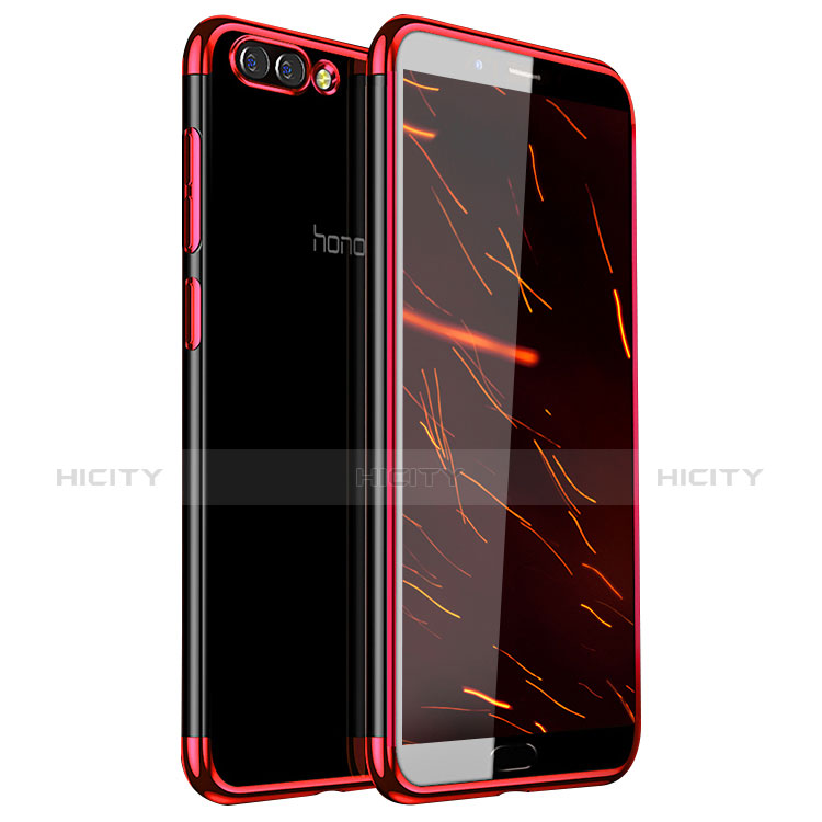 Custodia Silicone Trasparente Ultra Sottile Cover Morbida H01 per Huawei Honor View 10 Rosso