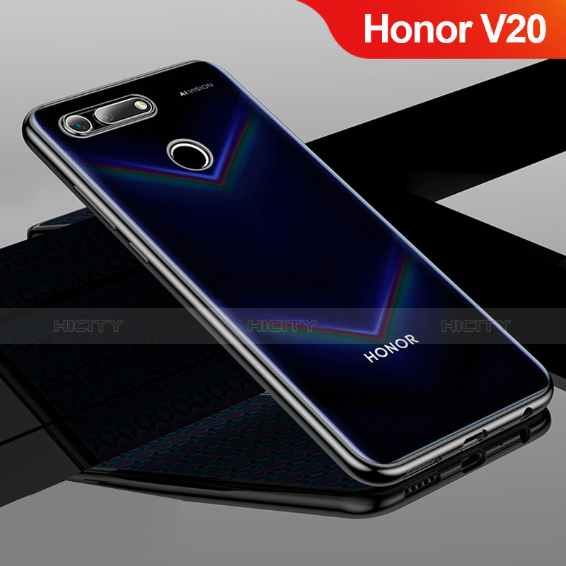 Custodia Silicone Trasparente Ultra Sottile Cover Morbida H01 per Huawei Honor View 20 Nero