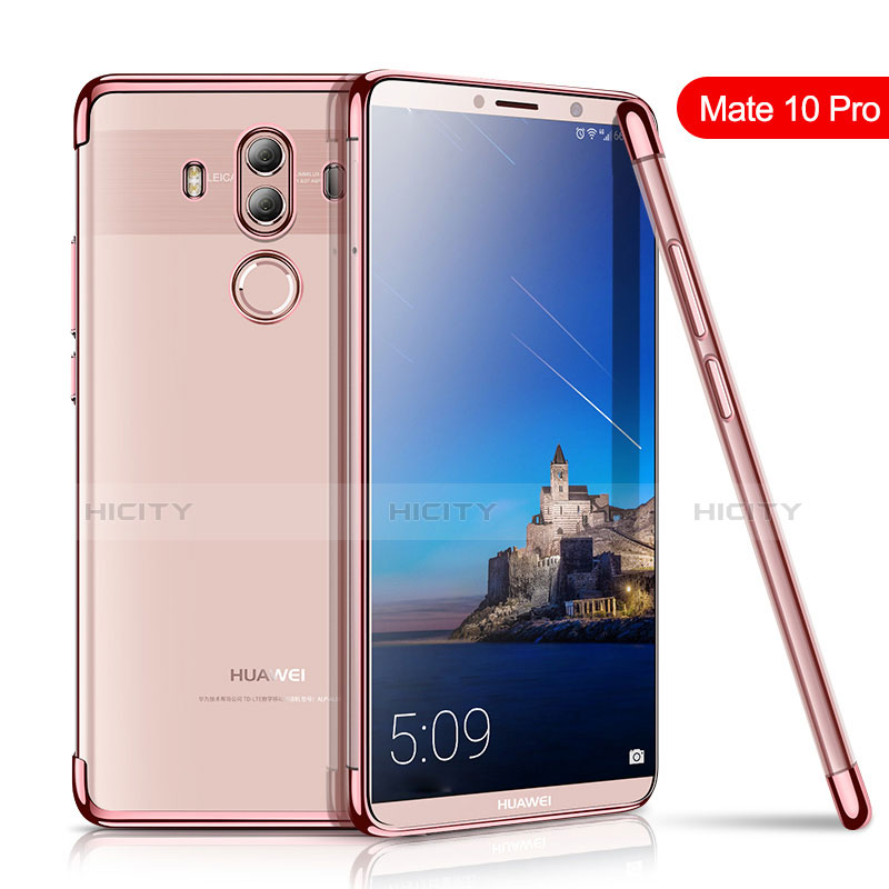 Custodia Silicone Trasparente Ultra Sottile Cover Morbida H01 per Huawei Mate 10 Pro Oro Rosa