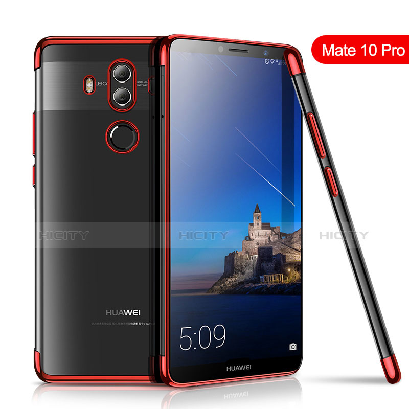 Custodia Silicone Trasparente Ultra Sottile Cover Morbida H01 per Huawei Mate 10 Pro Rosso