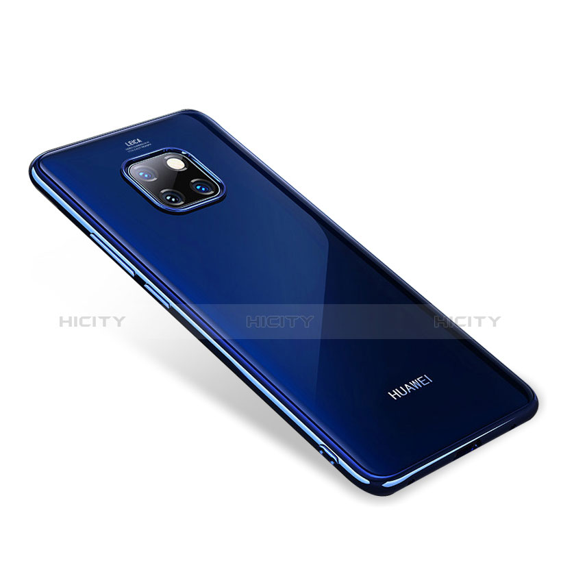 Custodia Silicone Trasparente Ultra Sottile Cover Morbida H01 per Huawei Mate 20 Pro Blu