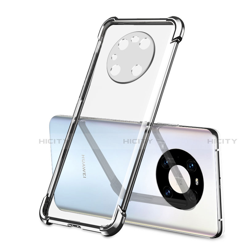 Custodia Silicone Trasparente Ultra Sottile Cover Morbida H01 per Huawei Mate 40 Pro Argento