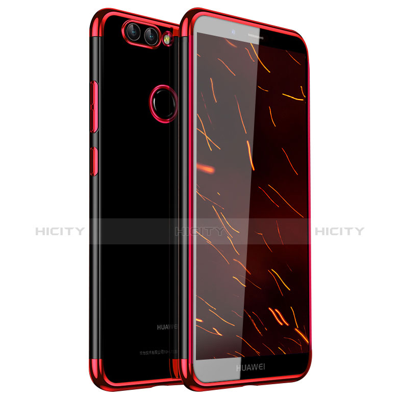 Custodia Silicone Trasparente Ultra Sottile Cover Morbida H01 per Huawei Nova 2 Plus Rosso