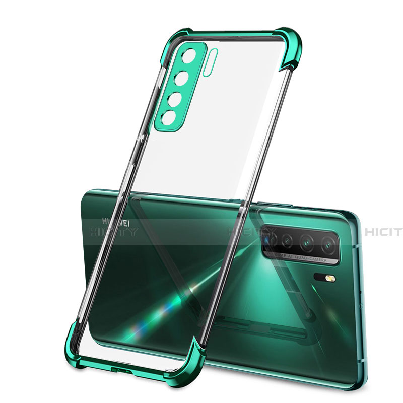 Custodia Silicone Trasparente Ultra Sottile Cover Morbida H01 per Huawei Nova 7 SE 5G Verde