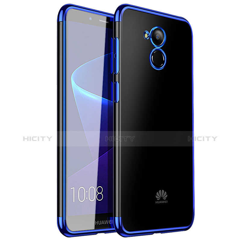 Custodia Silicone Trasparente Ultra Sottile Cover Morbida H01 per Huawei Nova Smart Blu