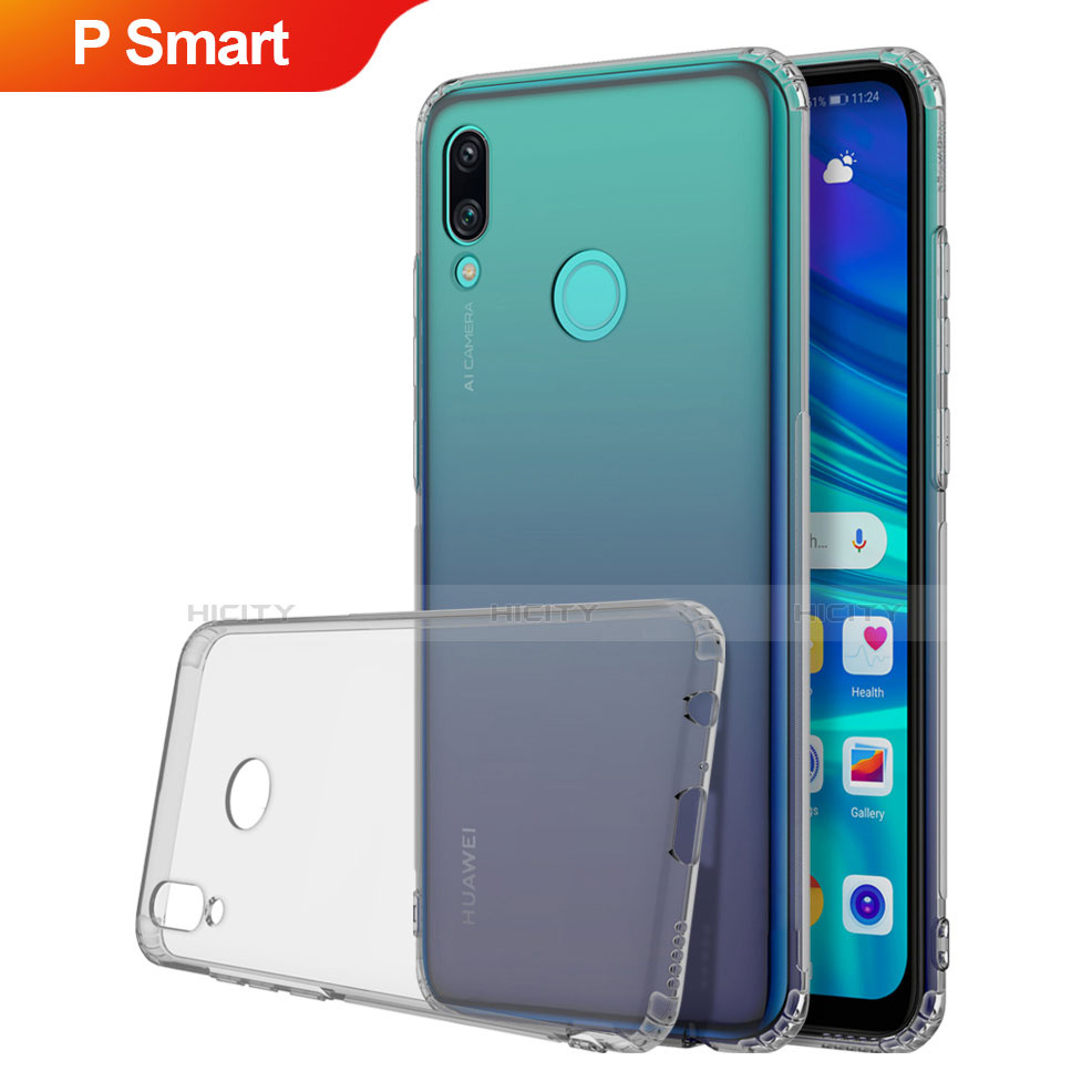 Custodia Silicone Trasparente Ultra Sottile Cover Morbida H01 per Huawei P Smart (2019) Grigio