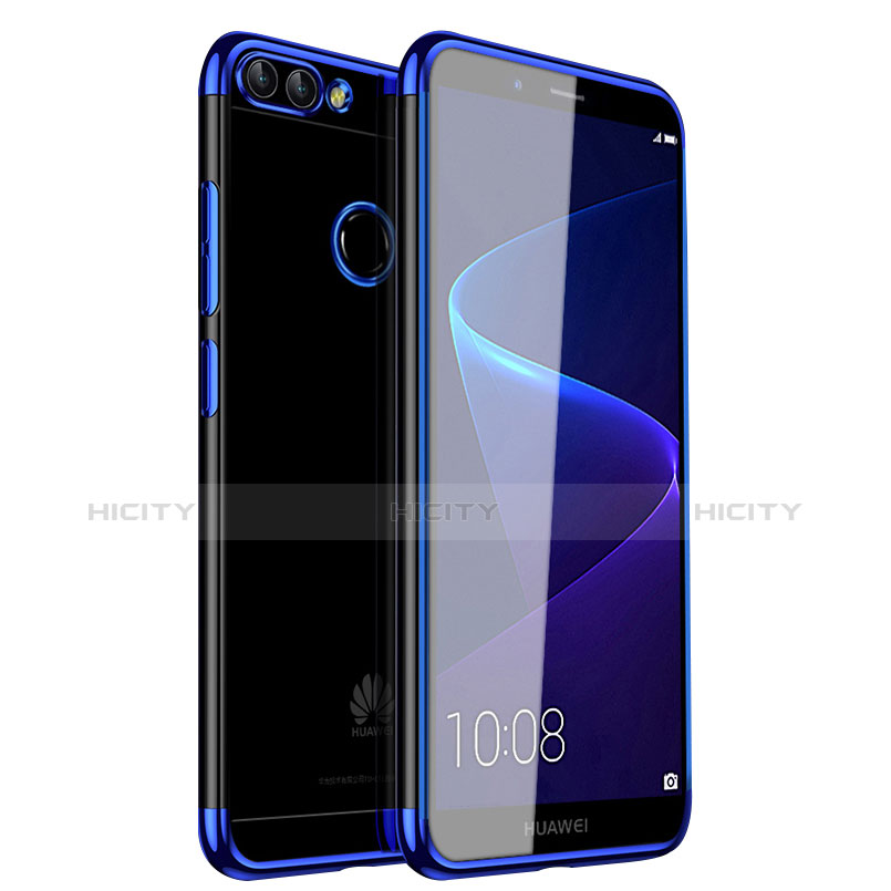 Custodia Silicone Trasparente Ultra Sottile Cover Morbida H01 per Huawei P Smart Blu